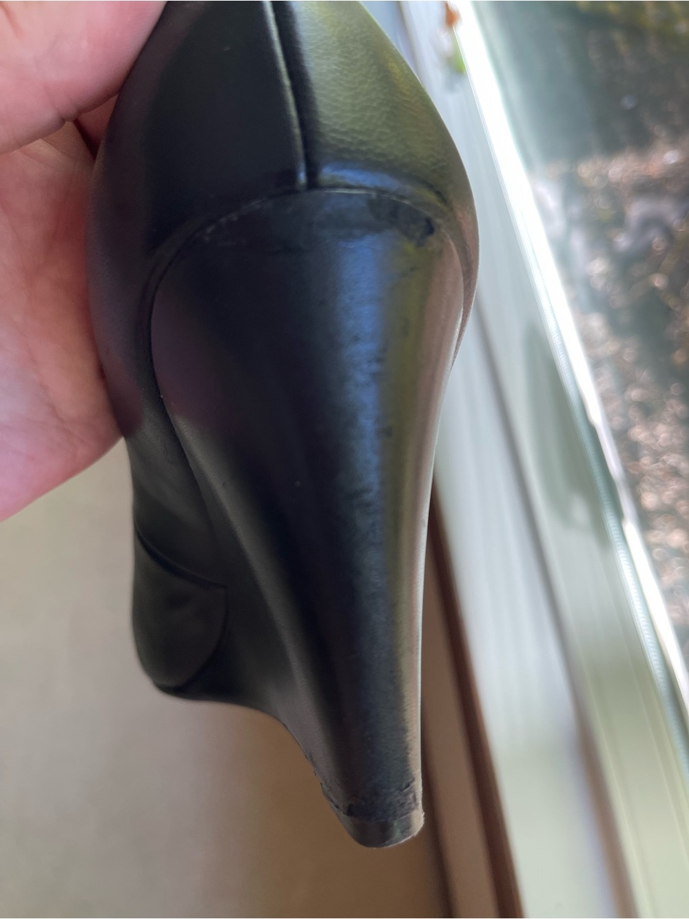 Tory Burch Black Leather wedge pumps with Gold Logo Medallions, 4” heel. - Picture 8 of 10